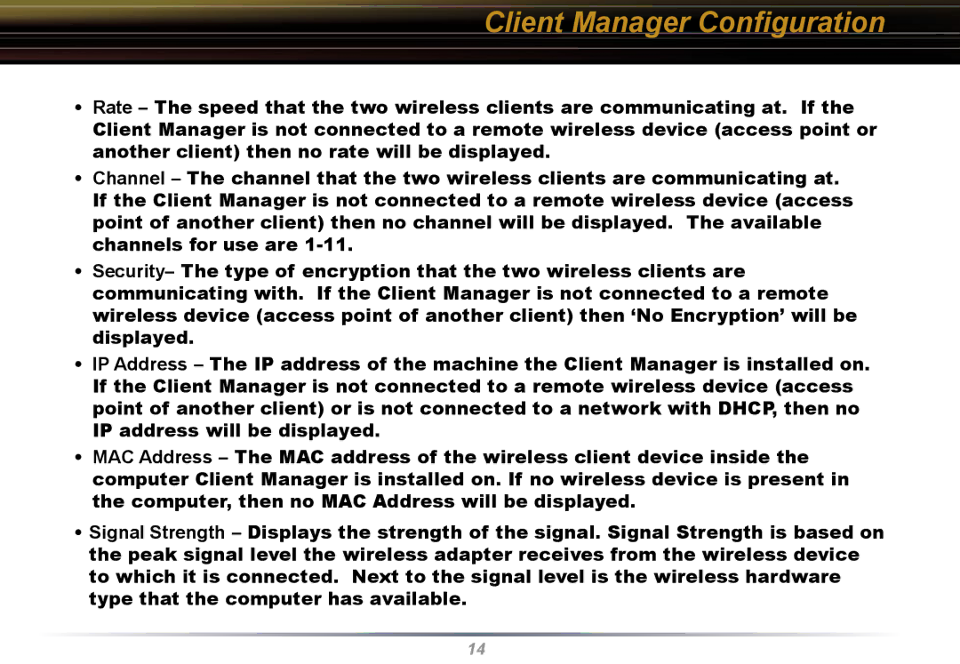 Buffalo Technology WLI-U2-KG54 user manual Client Manager Conﬁguration 