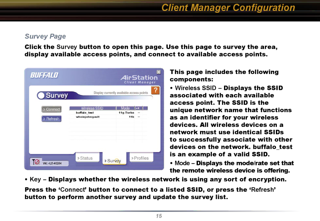 Buffalo Technology WLI-U2-KG54 user manual Survey 