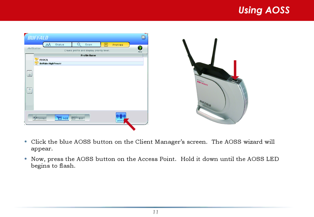 Buffalo Technology WLI-U2-SG54HG user manual Using Aoss 