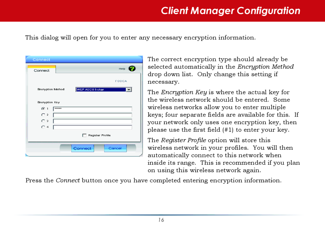 Buffalo Technology WLI-U2-SG54HG user manual Client Manager Configuration 