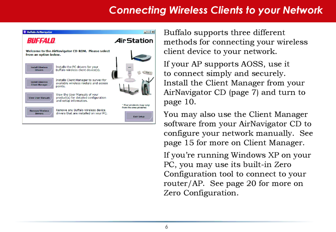 Buffalo Technology WLI-U2-SG54HG user manual Connecting Wireless Clients to your Network 