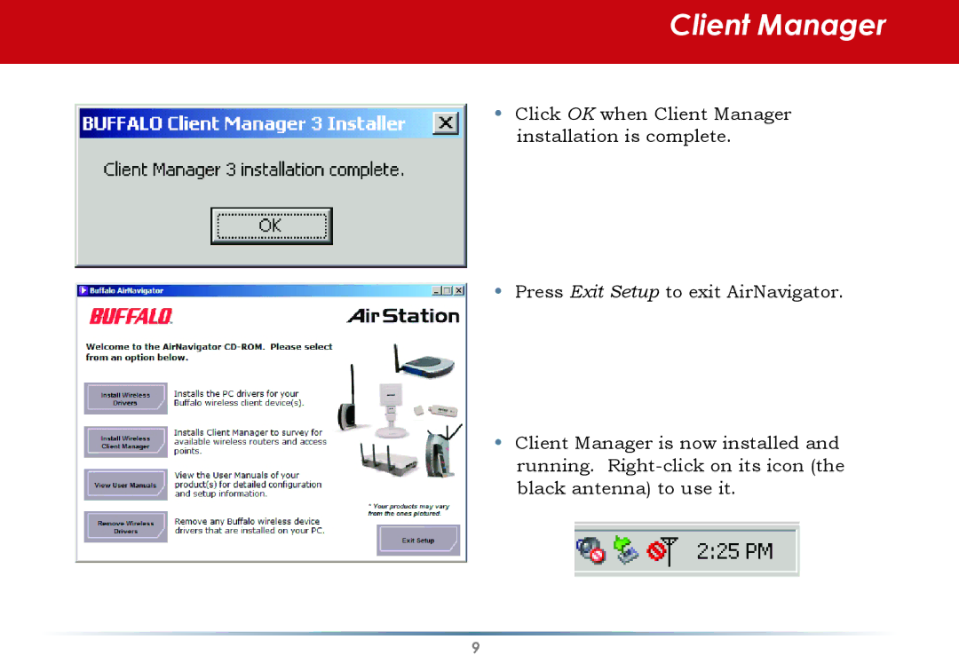 Buffalo Technology WLI-U2-SG54HG user manual Client Manager 