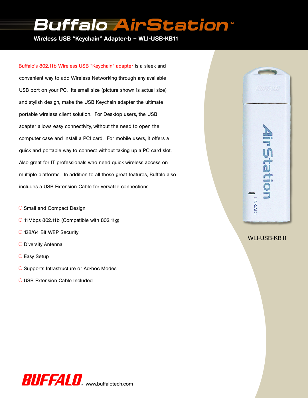 Buffalo Technology manual Wireless USB “Keychain” Adapter-b - WLI-USB-KB11 