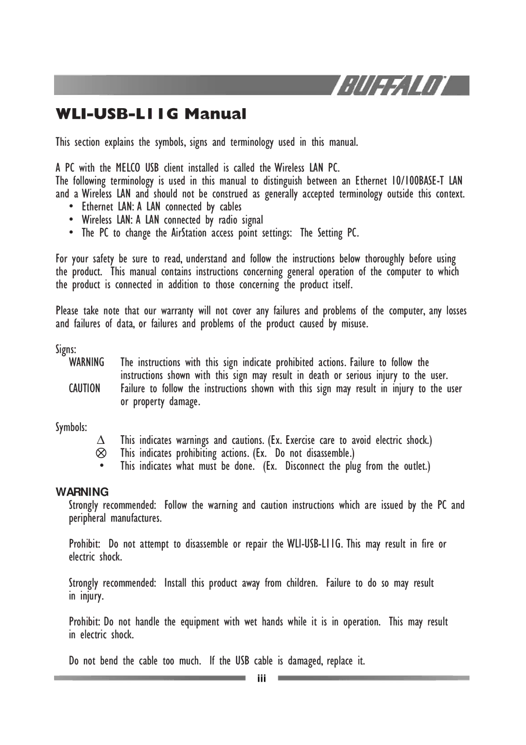 Buffalo Technology manual WLI-USB-L11G Manual 