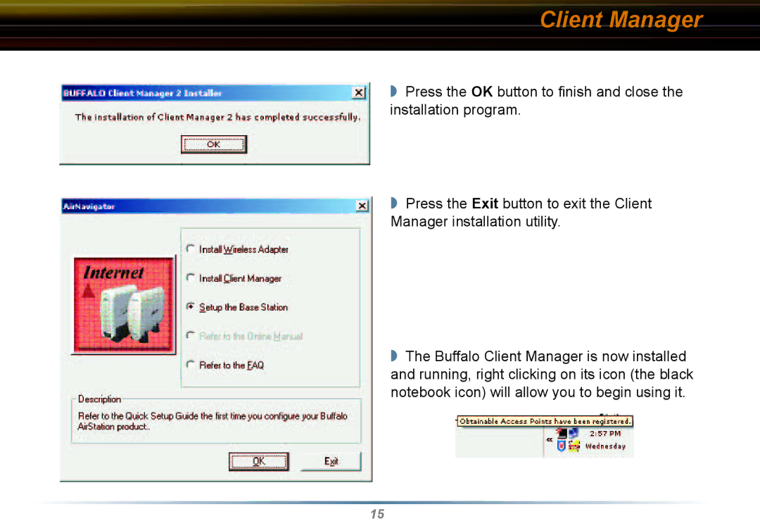 Buffalo Technology WLI2-CB-G54L manual Client Manager 