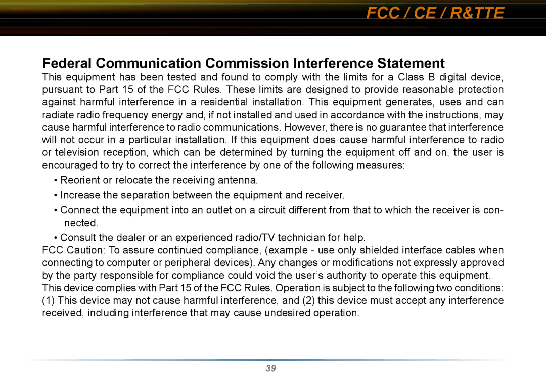 Buffalo Technology WLI2-CB-G54L manual Fcc / Ce / R&Tte, Federal Communication Commission Interference Statement 