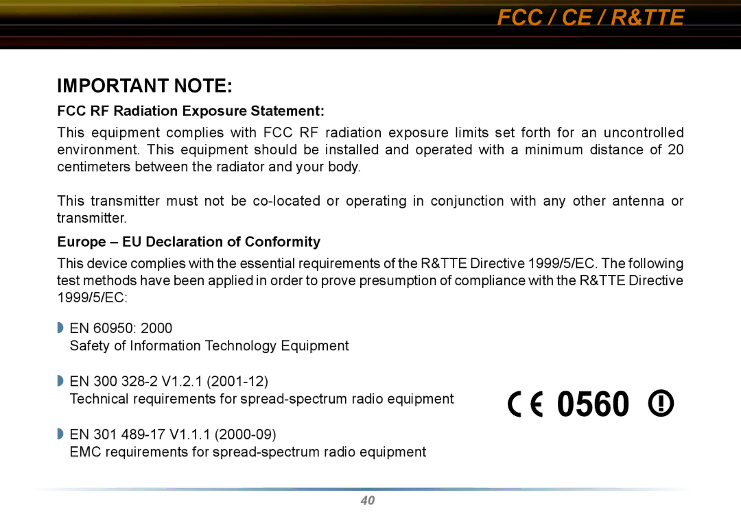 Buffalo Technology WLI2-CB-G54L manual FCC RF Radiation Exposure Statement, Europe EU Declaration of Conformity 