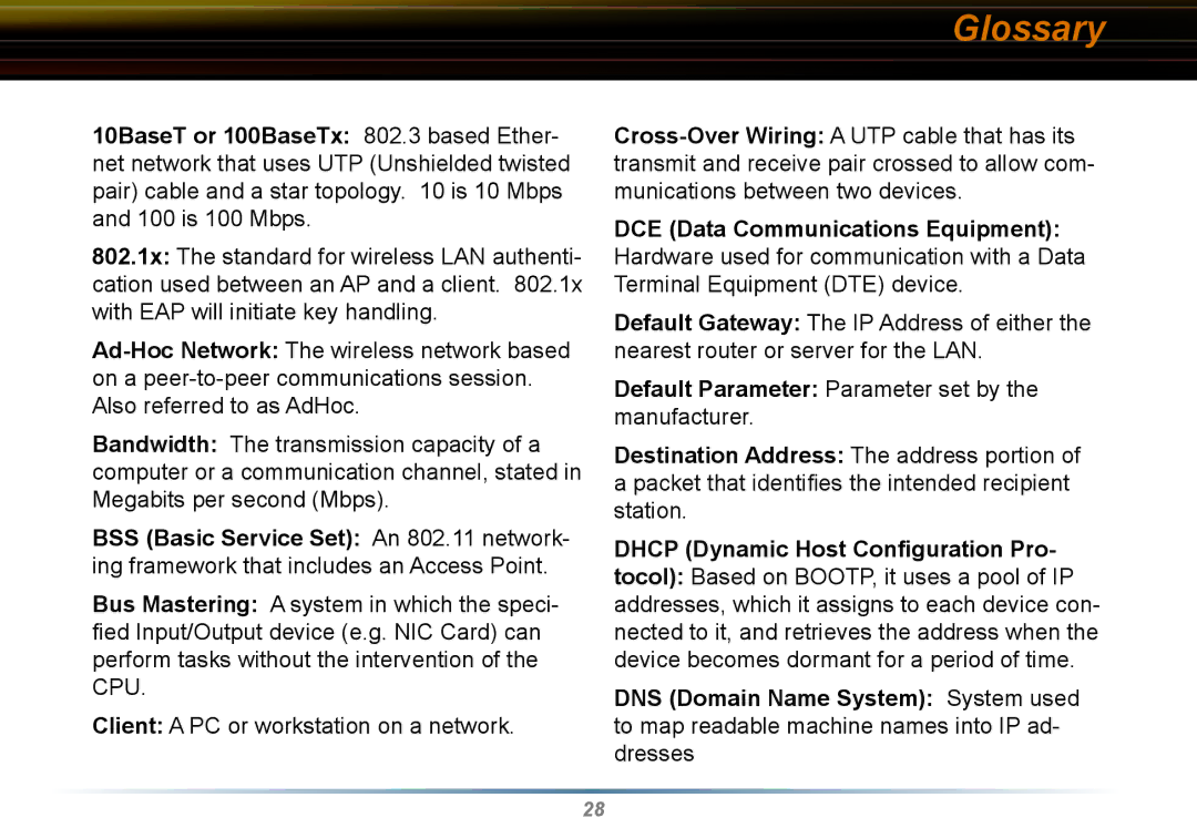 Buffalo Technology WLI2-PCI-G54 user manual Glossary 