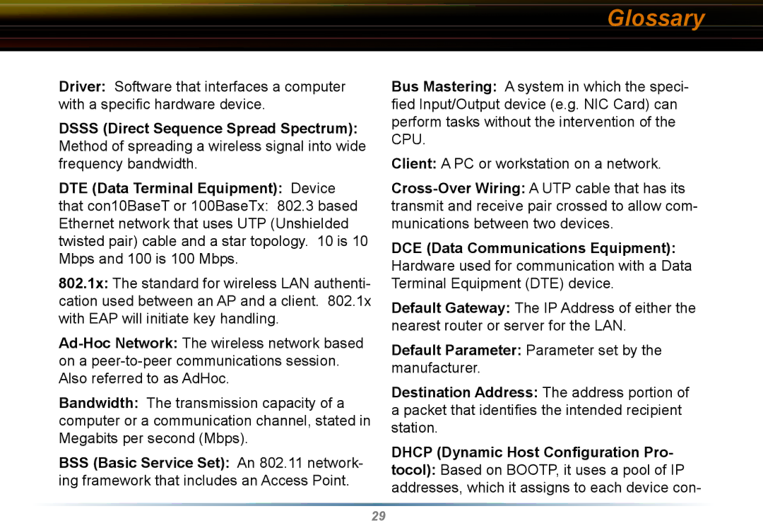 Buffalo Technology WLI2-PCI-G54 user manual Glossary 