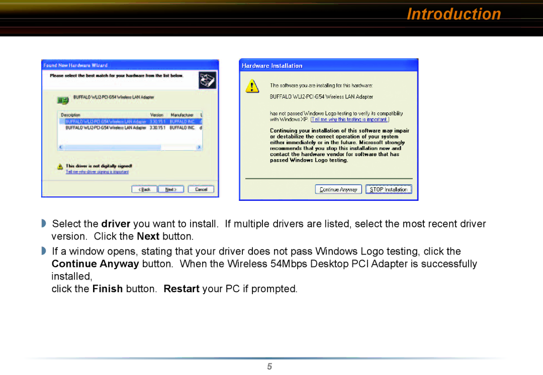 Buffalo Technology WLI2-PCI-G54 user manual Introduction 