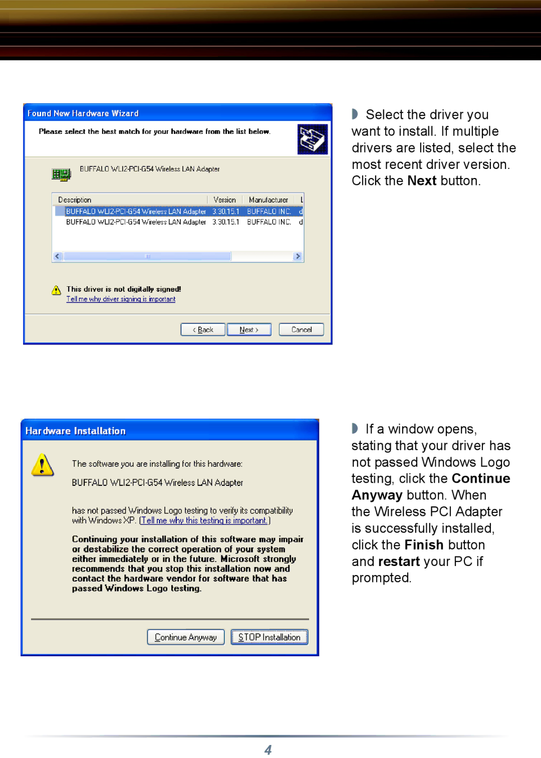 Buffalo Technology WLI2-PCI-G54 setup guide 