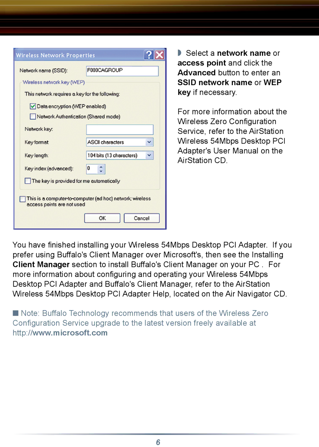 Buffalo Technology WLI2-PCI-G54 setup guide 