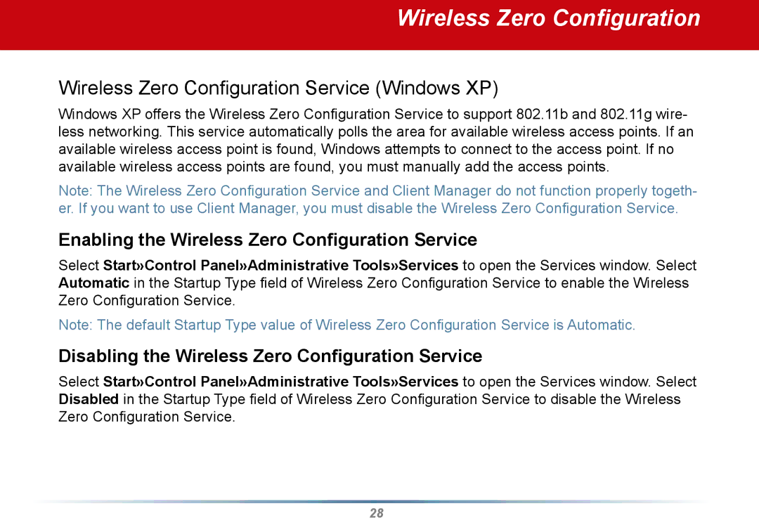 Buffalo Technology WLI2-PCI-G54S user manual Wireless Zero Configuration Service Windows XP 