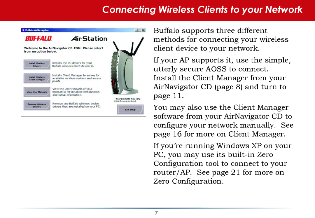 Buffalo Technology WLI2-PCI-G54S user manual Connecting Wireless Clients to your Network 