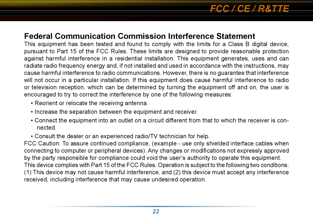 Buffalo Technology WLI3-TX1-G54 user manual Fcc / Ce / R&Tte, Federal Communication Commission Interference Statement 
