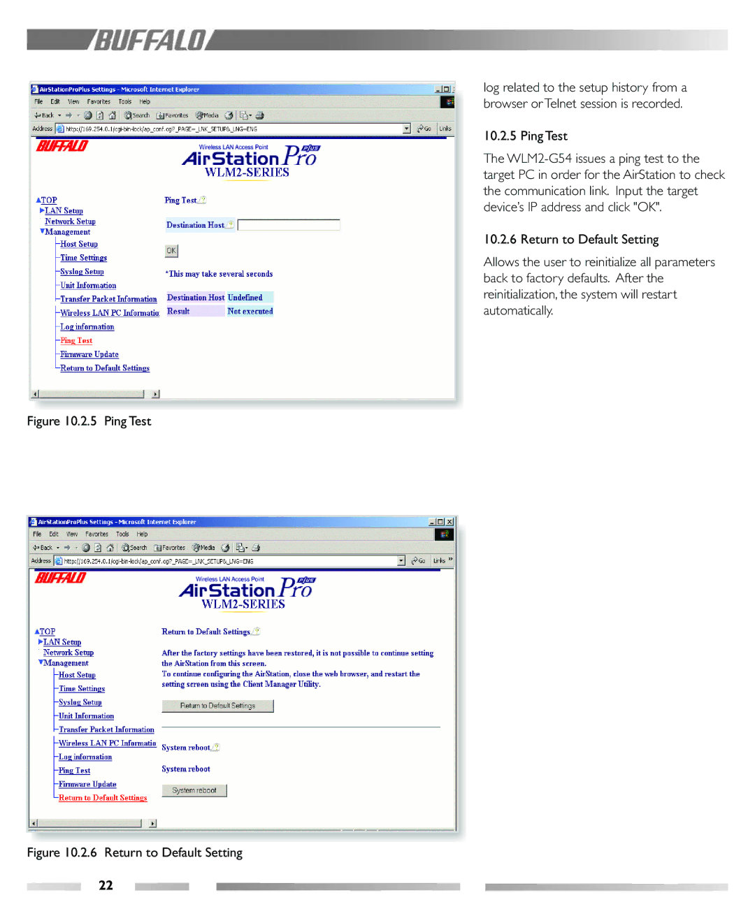 Buffalo Technology WLM2-G54 manual Ping Test 
