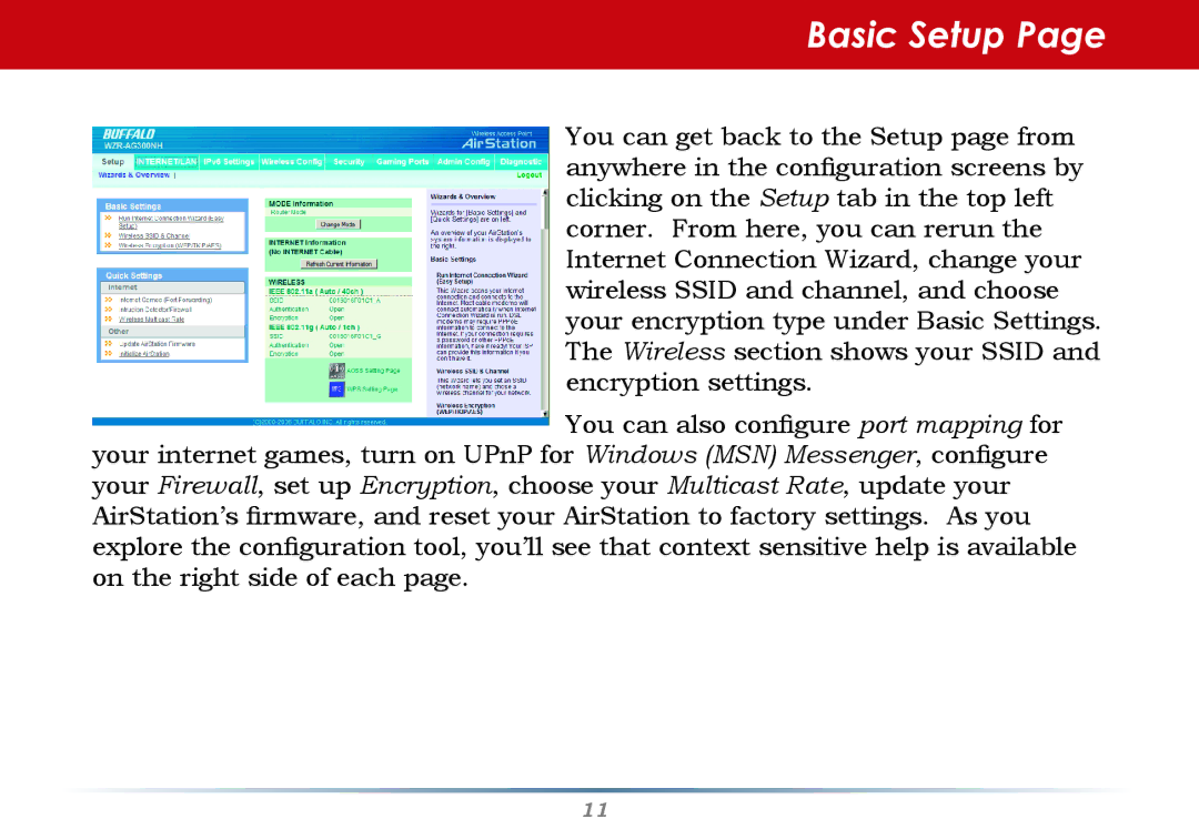 Buffalo Technology WZR-AG300NH manual Basic Setup 