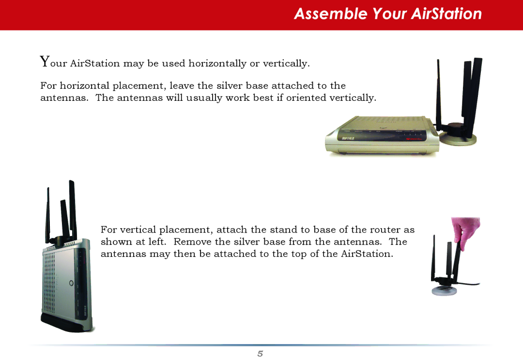 Buffalo Technology WZR-AG300NH manual Assemble Your AirStation, Your AirStation may be used horizontally or vertically 