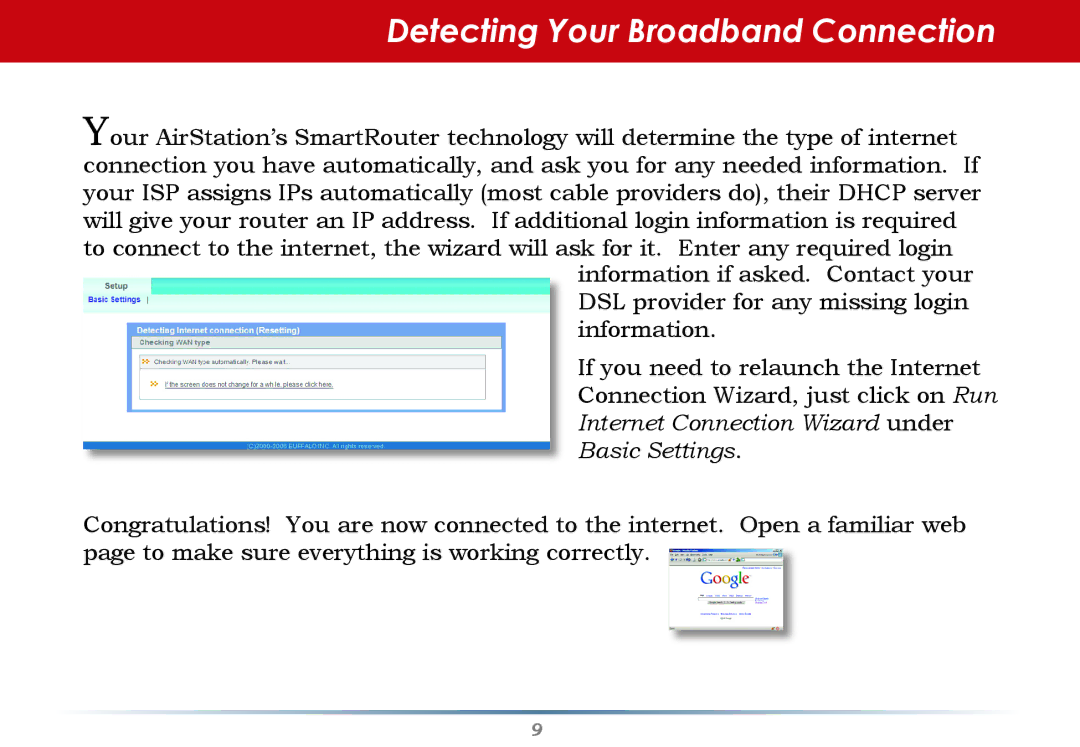 Buffalo Technology WZR-AG300NH manual Detecting Your Broadband Connection 