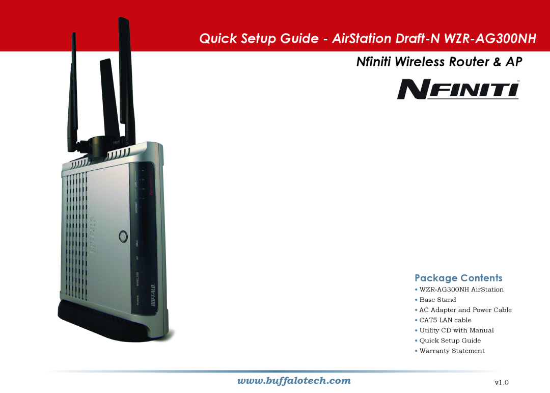Buffalo Technology manual User Manual - AirStation Draft-N WZR-AG300NH, Wireless Router & AP 