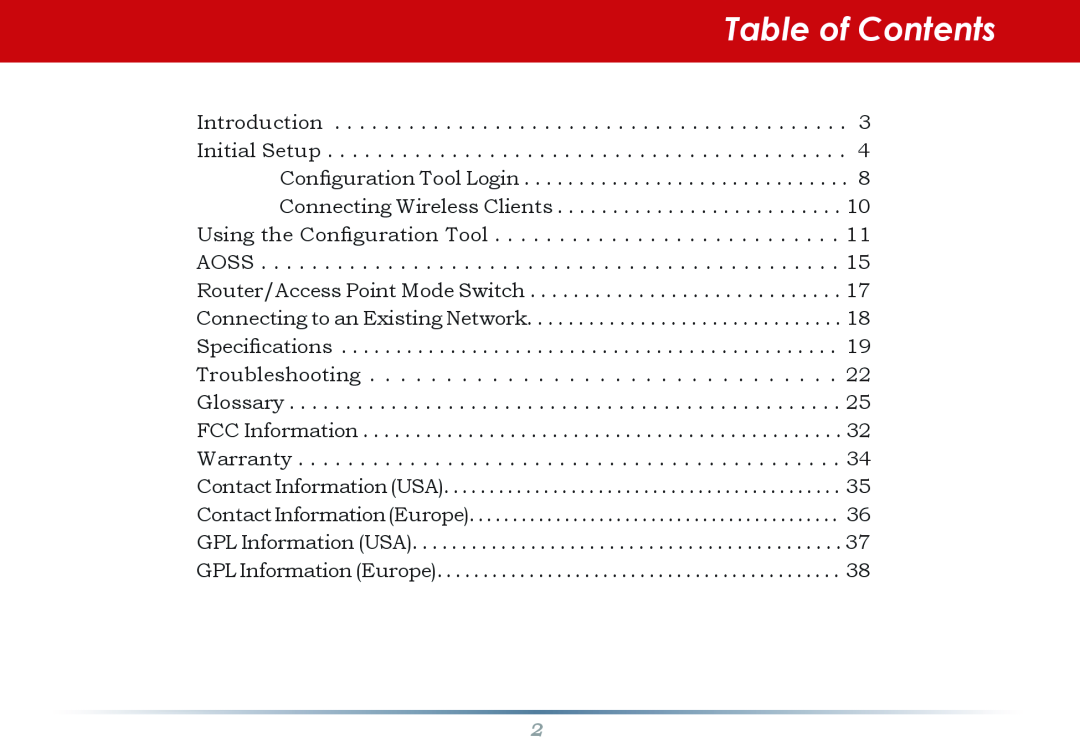 Buffalo Technology WZR-AG300NH manual Table of Contents 