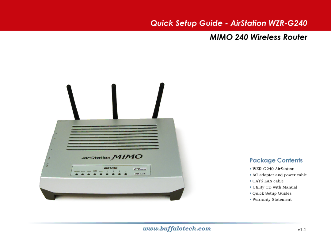 Buffalo Technology setup guide Quick Setup Guide AirStation WZR-G240 