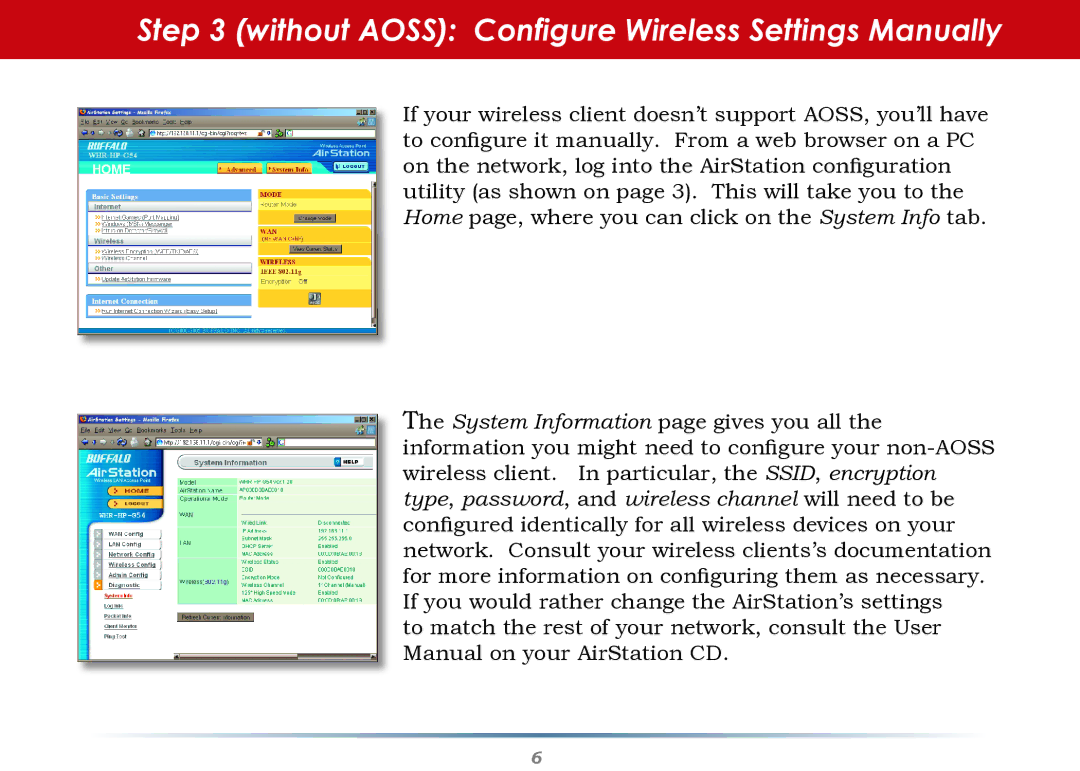 Buffalo Technology WZR-G240 setup guide Without Aoss Configure Wireless Settings Manually 