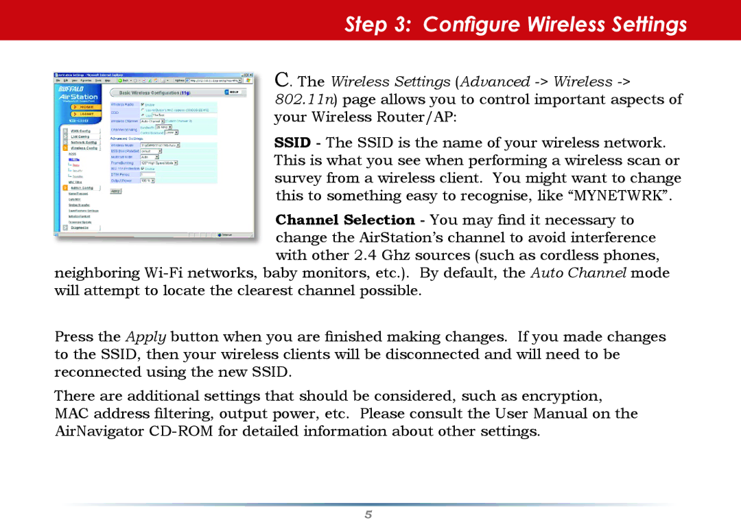 Buffalo Technology WZR-G300N setup guide Configure Wireless Settings 