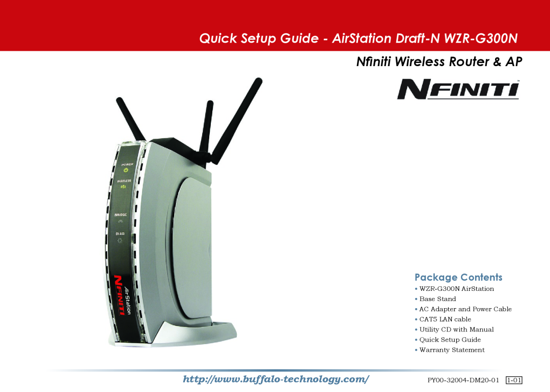 Buffalo Technology setup guide Quick Setup Guide - AirStation Draft-N WZR-G300N, Nfiniti Wireless Router & AP, 1-01 