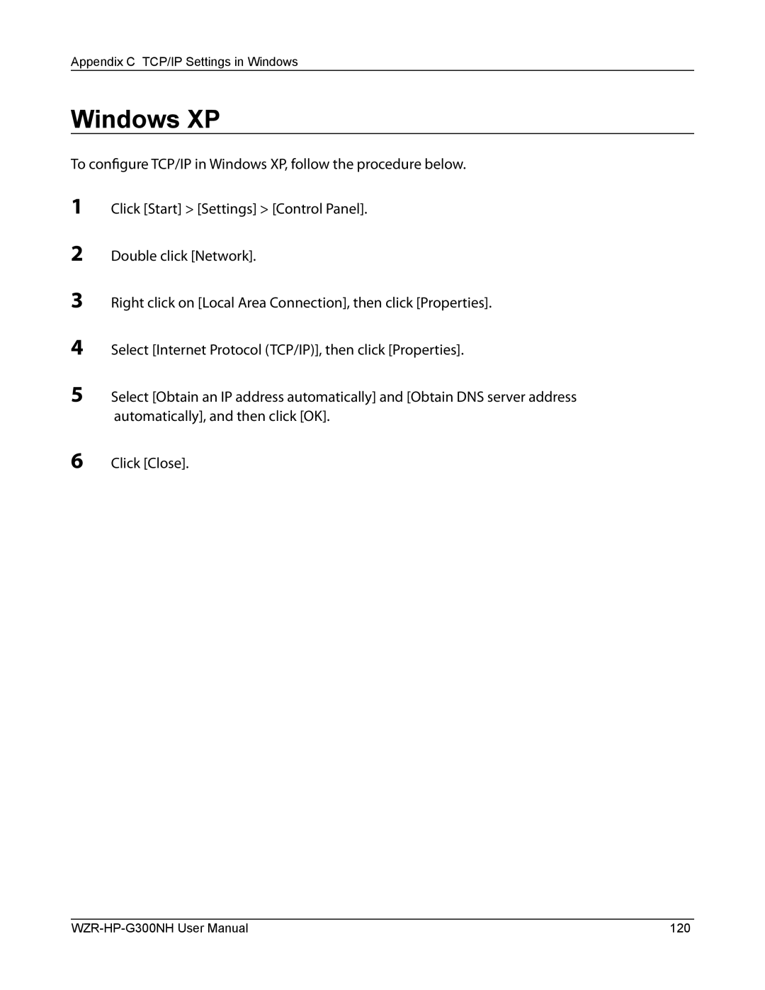 Buffalo Technology WZR-HP-G300NH user manual Windows XP 