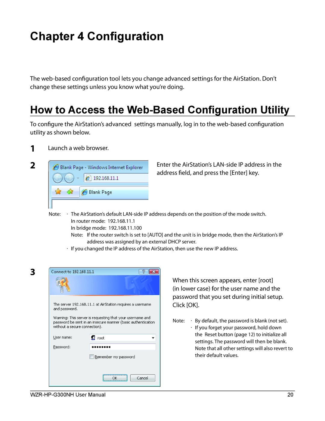 Buffalo Technology WZR-HP-G300NH user manual How to Access the Web-Based Configuration Utility 