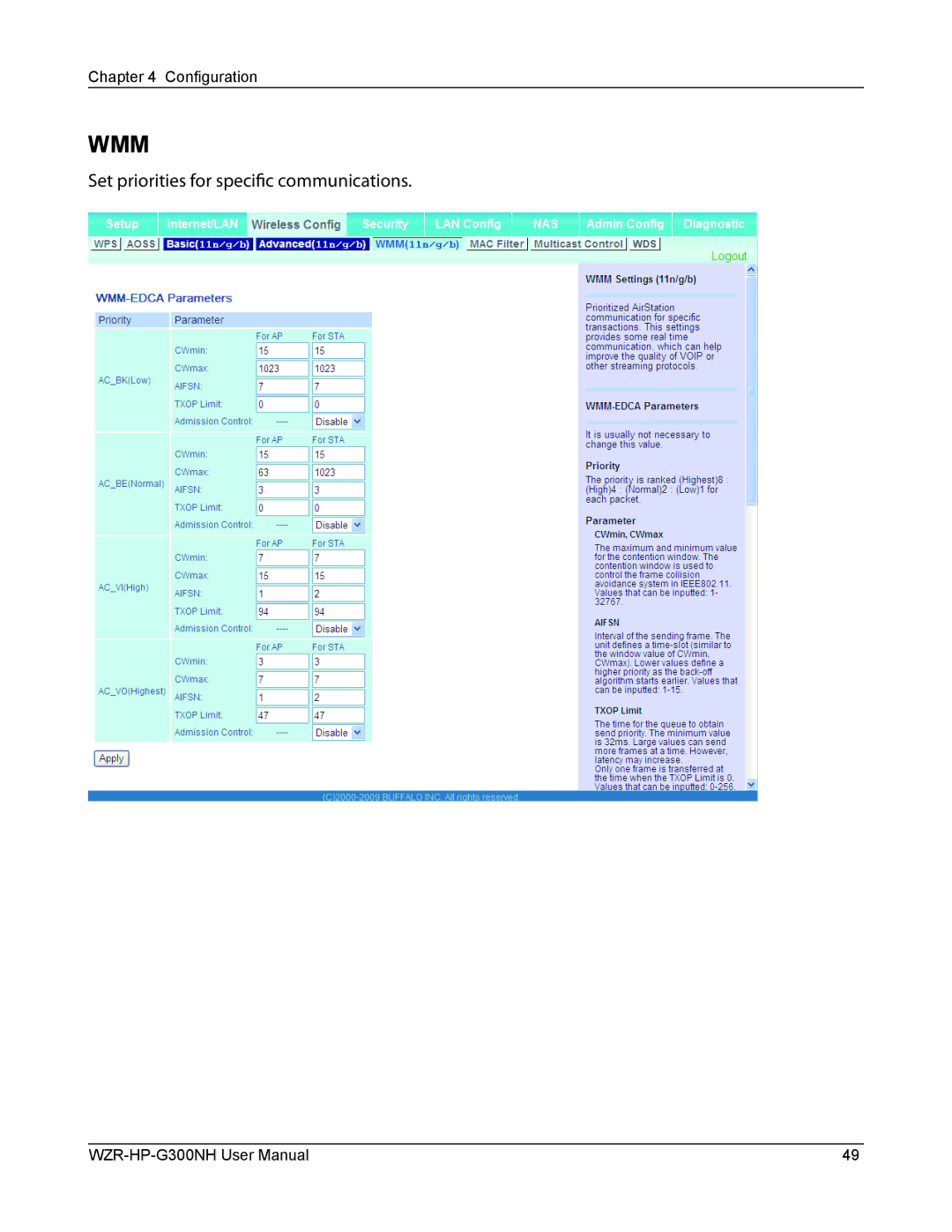 Buffalo Technology WZR-HP-G300NH user manual Wmm 