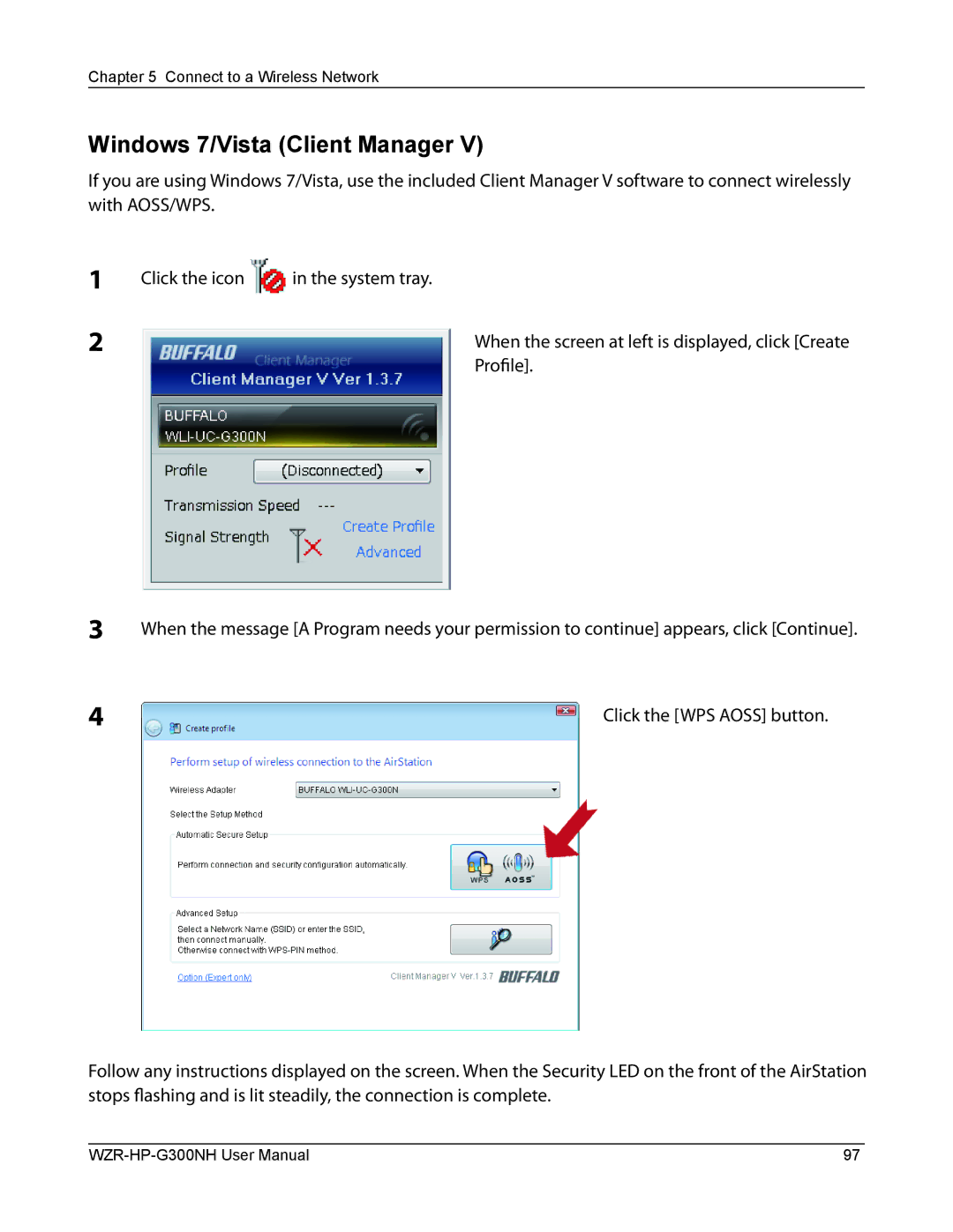 Buffalo Technology WZR-HP-G300NH user manual Windows 7/Vista Client Manager 