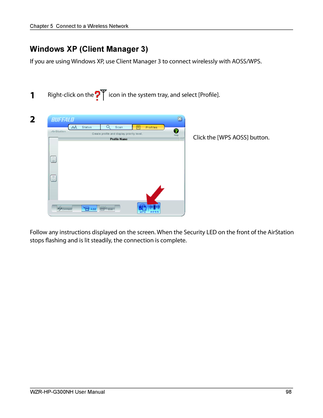 Buffalo Technology WZR-HP-G300NH user manual Windows XP Client Manager 