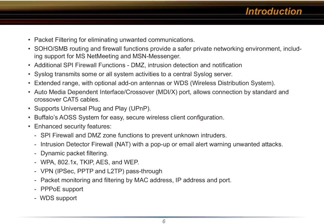 Buffalo Technology WZR-RS-G54 user manual Introduction 