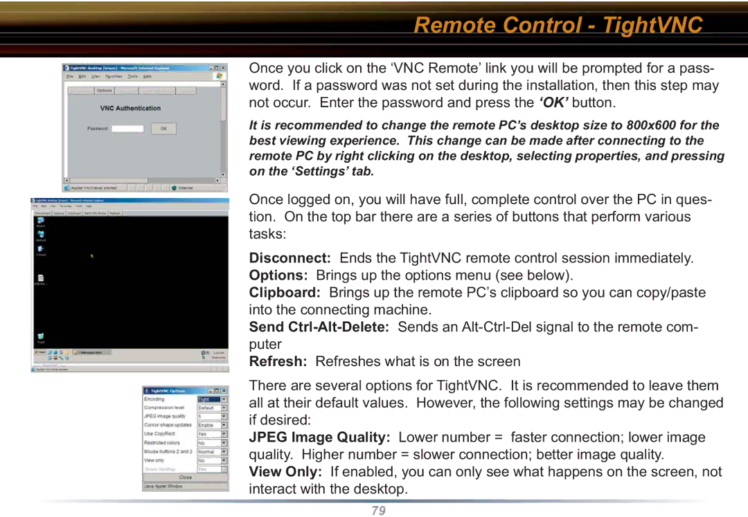 Buffalo Technology WZR-RS-G54 user manual Remote Control TightVNC 