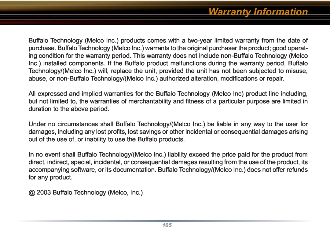 Buffalo Technology WZR-RS-G54 user manual Warranty Information 
