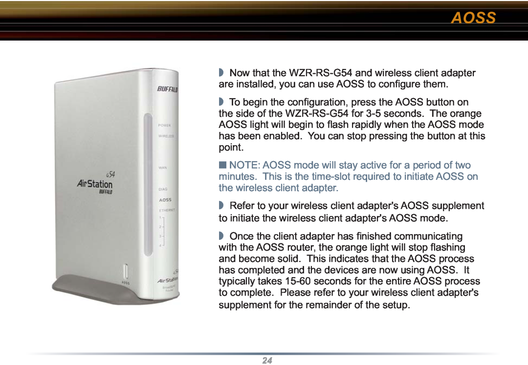 Buffalo Technology WZR-RS-G54 user manual Aoss 