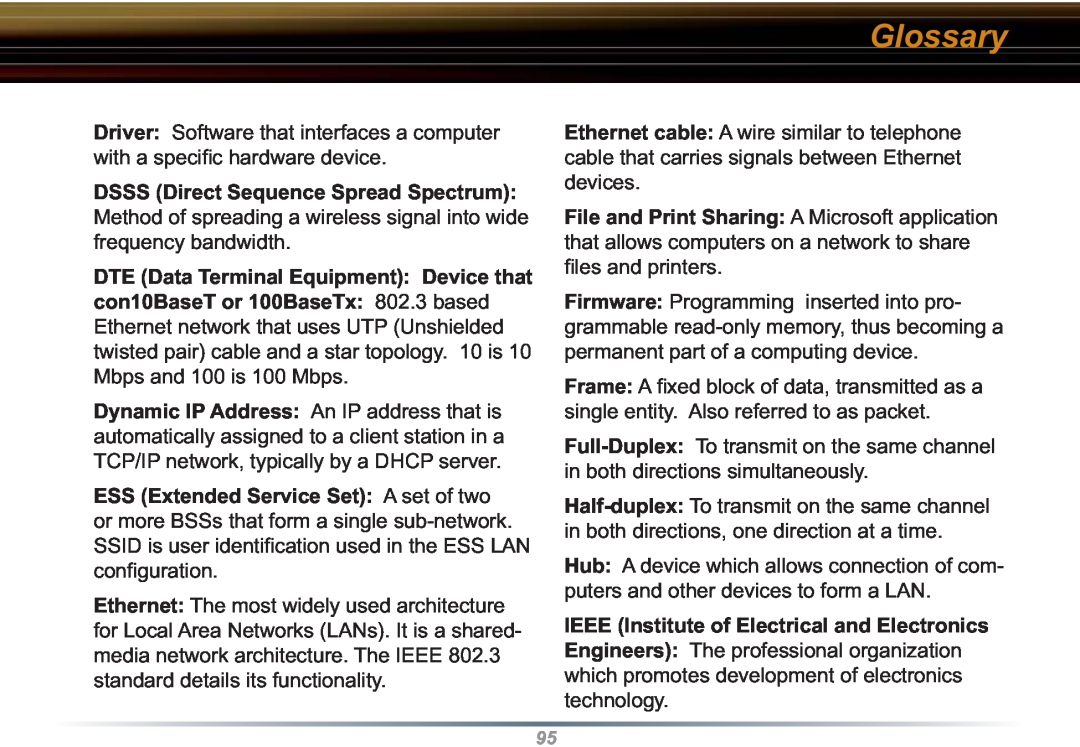 Buffalo Technology WZR-RS-G54 user manual Glossary, DTE Data Terminal Equipment Device that 