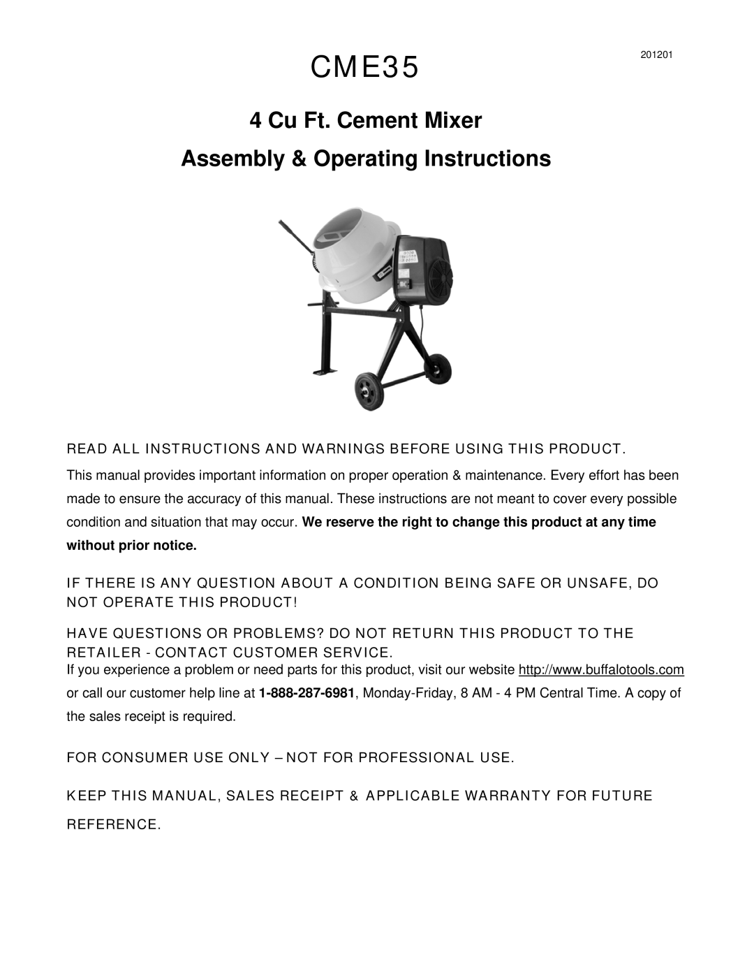 Buffalo Tools CME35 operating instructions 