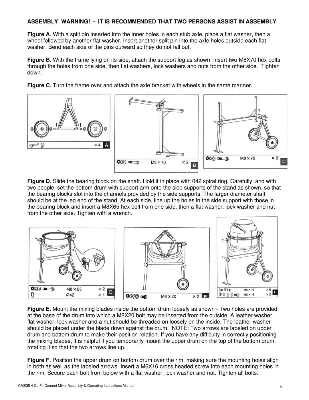 Buffalo Tools CME35 operating instructions Mixing Blades 