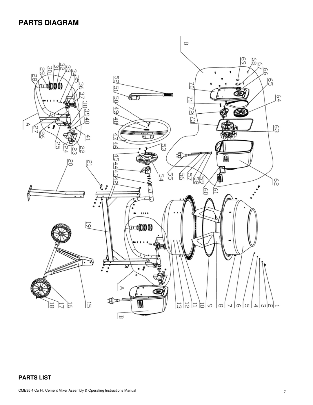 Buffalo Tools CME35 operating instructions Parts Diagram, Parts List 