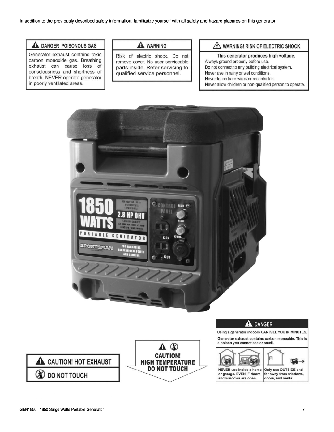 Buffalo Tools instruction manual GEN1850 1850 Surge Watts Portable Generator 