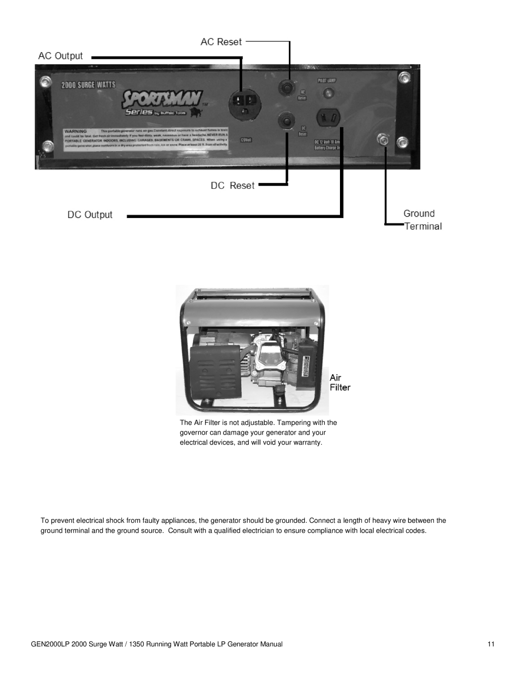 Buffalo Tools GEN2000LP instruction manual 