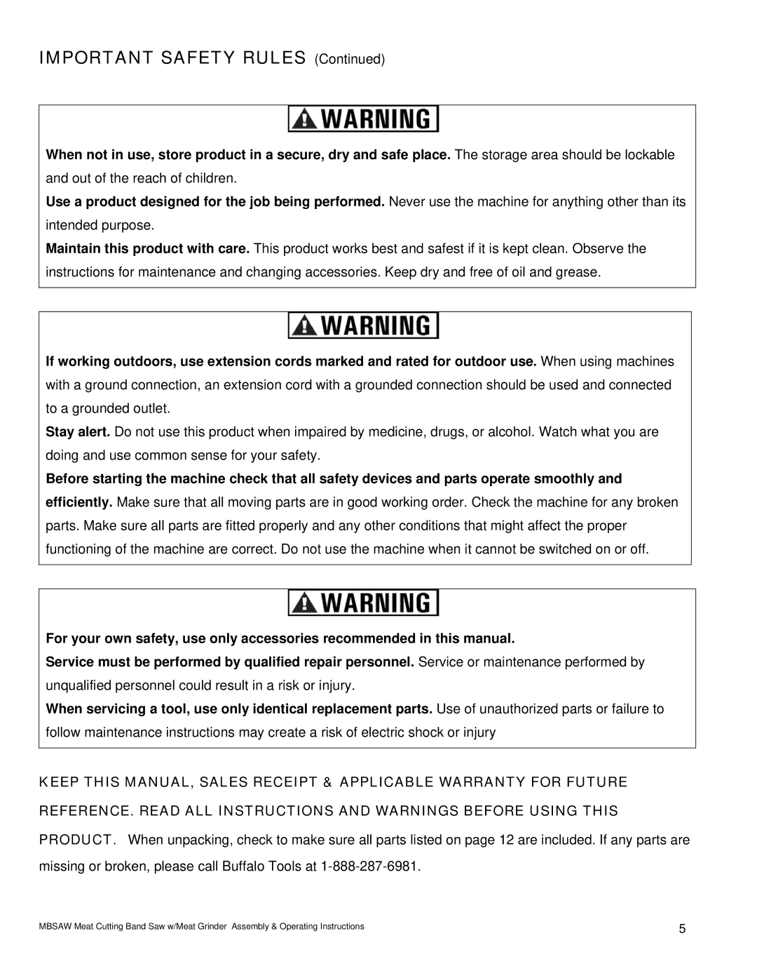 Buffalo Tools IW12BX operating instructions Important Safety Rules 