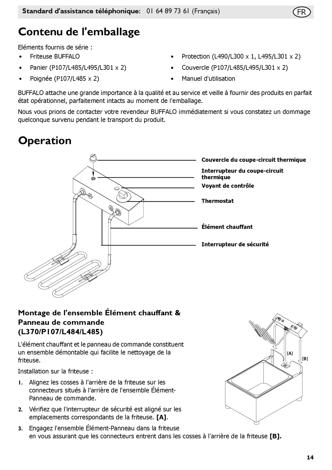 Buffalo Tools L300, L495, P107, L484, L301, f/1.0L USM, L370, L490 instruction manual Contenu de lemballage, Operation 