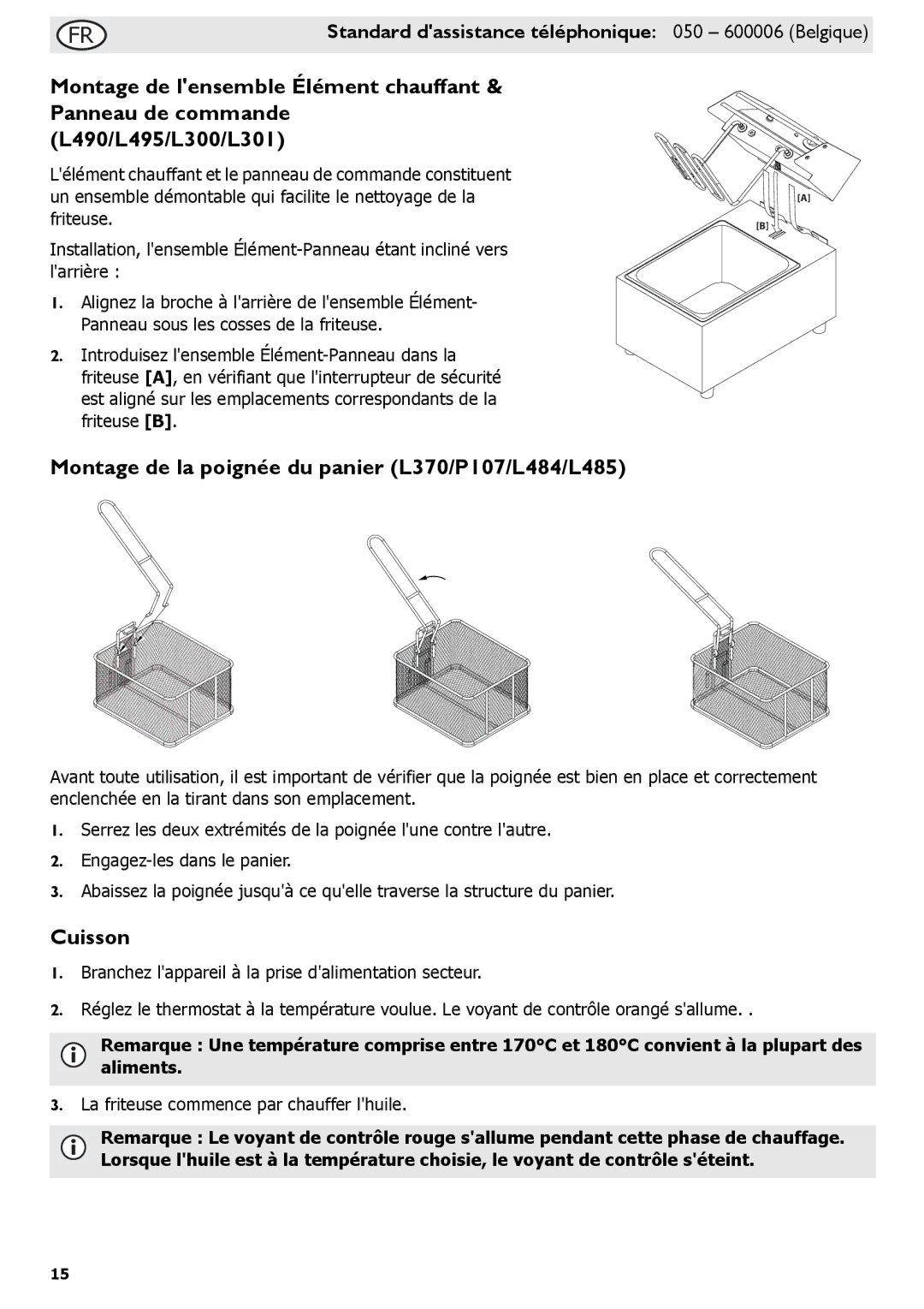 Buffalo Tools L301, L495, L300, f/1.0L USM, L490 Montage de la poignée du panier L370/P107/L484/L485, Cuisson 