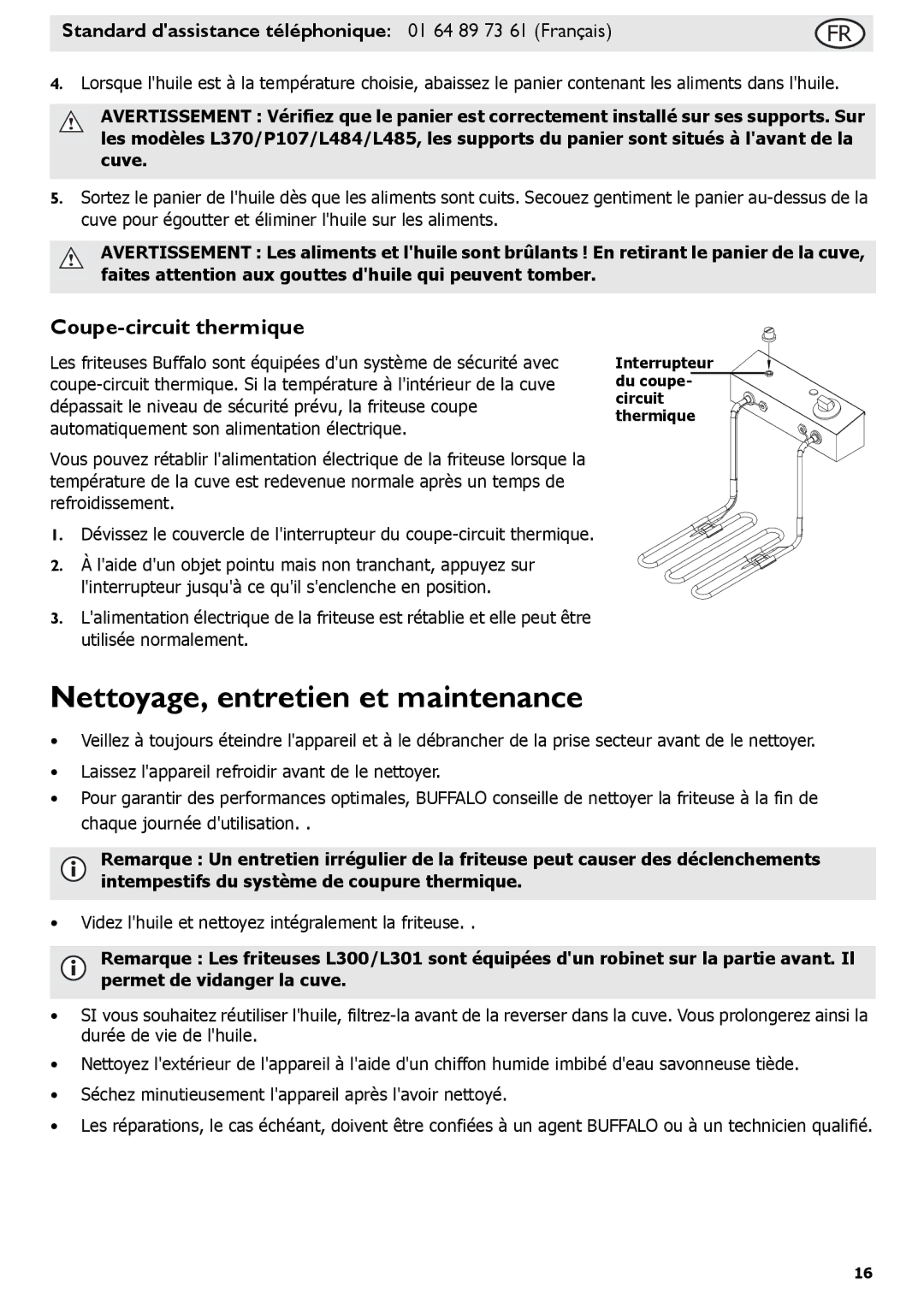 Buffalo Tools f/1.0L USM, L495, P107, L484, L300, L301, L370, L490 Nettoyage, entretien et maintenance, Coupe-circuit thermique 