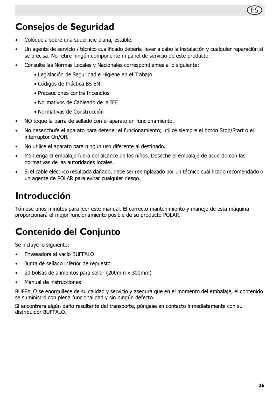 Buffalo Tools S097 instruction manual Consejos de Seguridad, Introducción, Contenido del Conjunto 