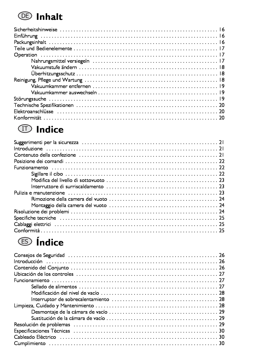 Buffalo Tools S097 instruction manual Inhalt, Indice, Índice 